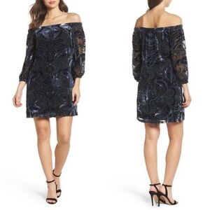 VINCE CAMUTO | Off The Shoulder Velvet Burn Out Dress